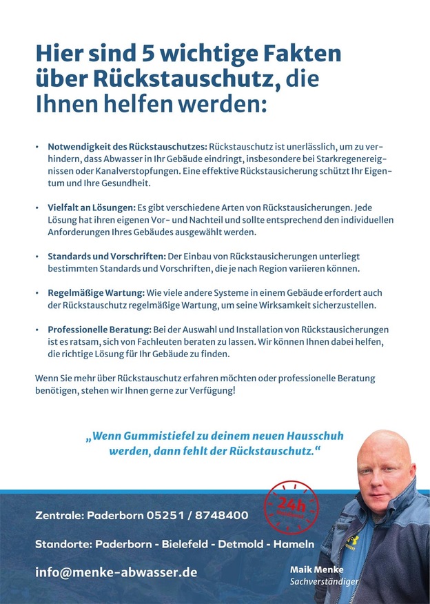 Tipps zum Thema Rückstauschutz der Firma Menke